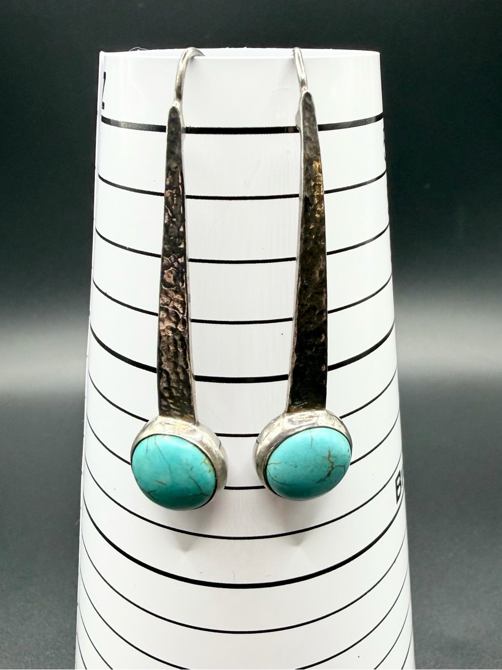 Silpada Sterling Silver Turquoise "Swan Dive" Hammered Threader Earrings W2132
